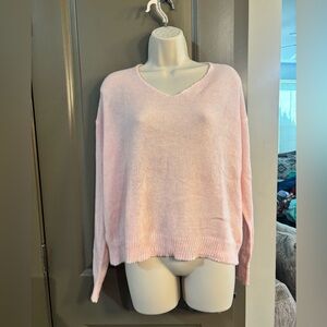 Women's Pink V-Neck Sweater